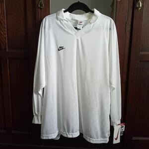 Vintage NIKE Soccer Jersey NEW w TAGS White Blank SZ LG Long Sleeve NOS VISA USA